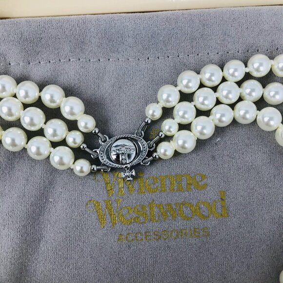 NEW Vivienne Westwood Brooken pearl necklace Silver - Picture 4 of 10